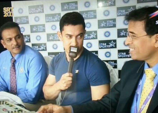 Aamir Sir along side Shaz and Bhogle. Courtesy- NDTV