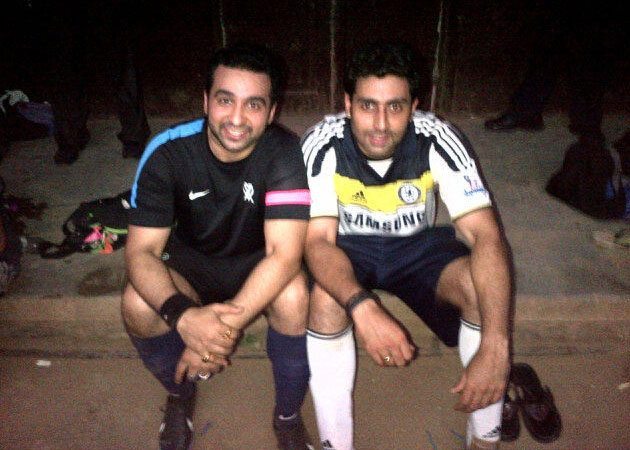 Abhishek Bachchan, Raj Kundra bond over football