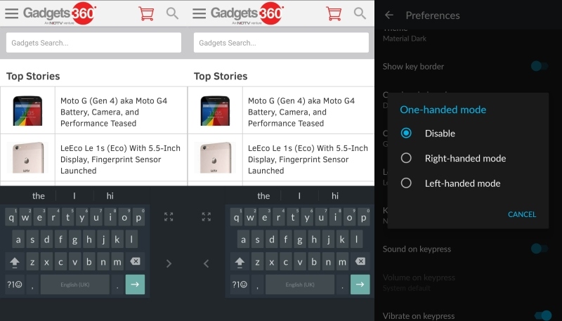 Google Keyboard for Android Gets One-Handed Mode and More