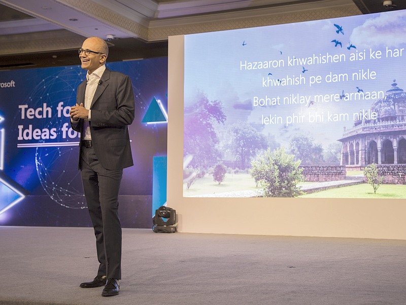Microsoft CEO Talks About Technology's Transformative Power at Delhi Event