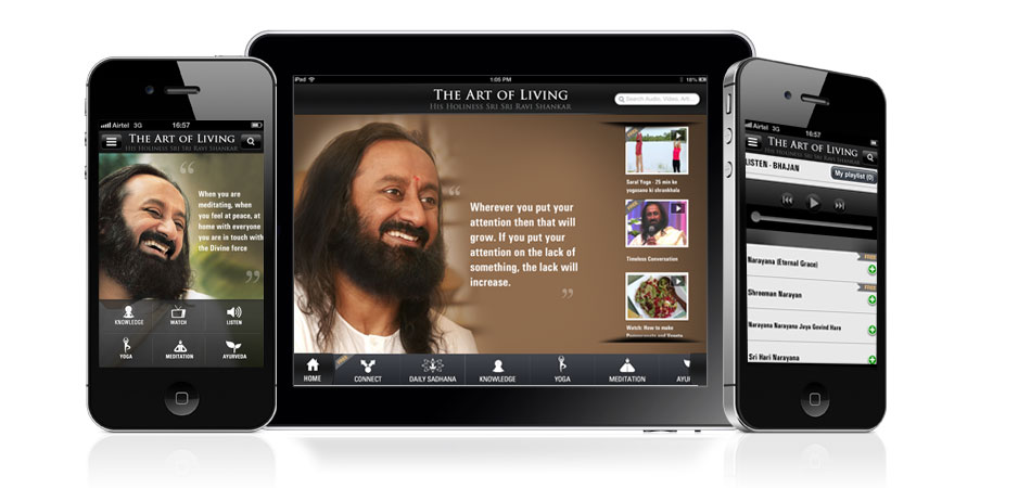 Art of living app on iPhone and iPad