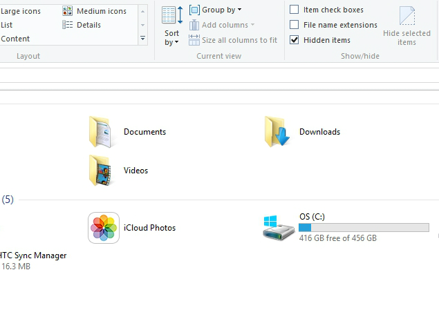 windows view hidden files