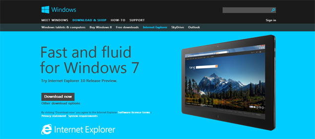 Microsoft releases IE 10 browser for Windows 7 