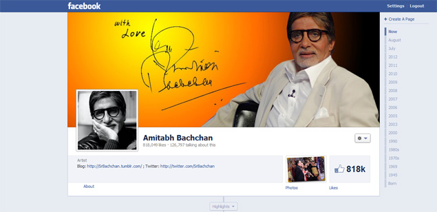 Amitabh Bachchan gets 8 lakh Likes within 30 minutes of joining Facebook