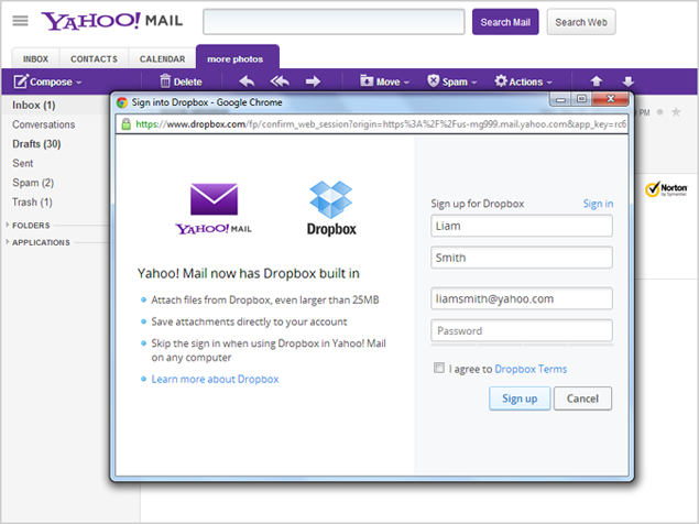 Yahoo Mail announces partnership with Dropbox