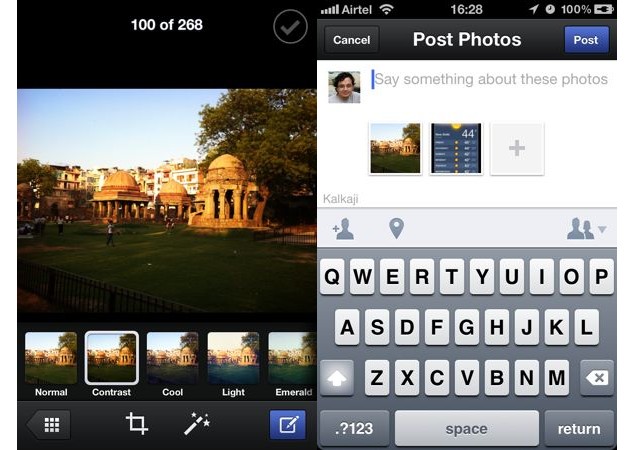 Facebook iOS app gets multi-photo uploads, image filters and new messenger interface