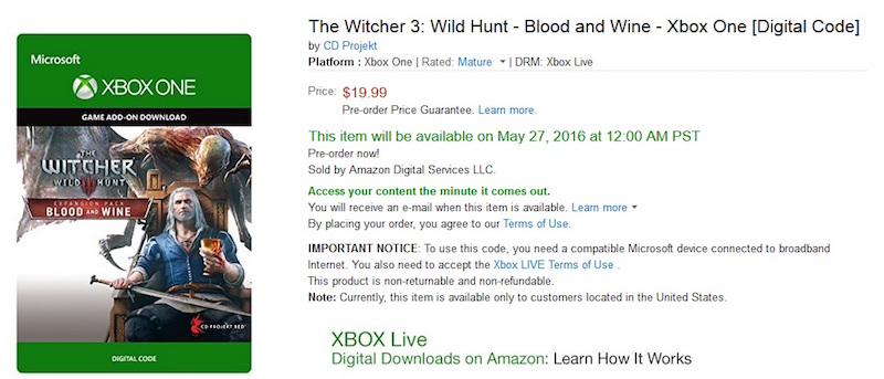 witcher 3 xbox digital code