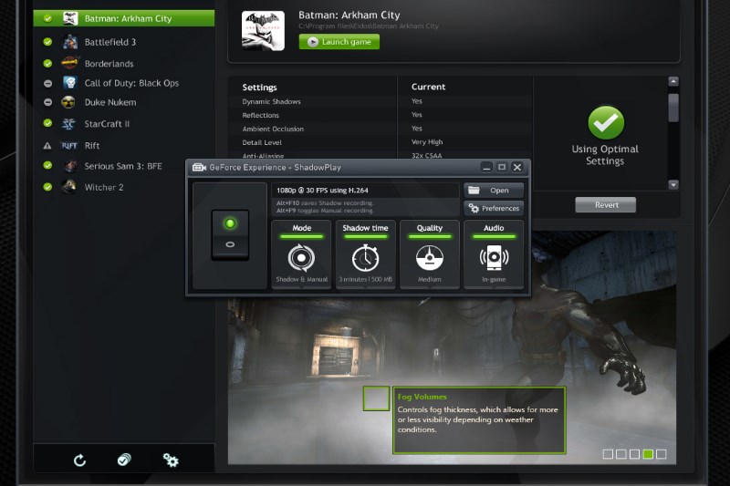 geforce experience shadowplay