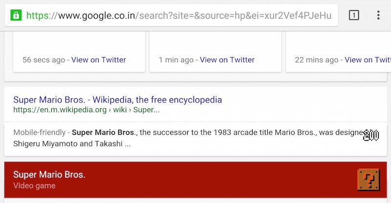 Search Super Mario Bros Easter Egg on Google 