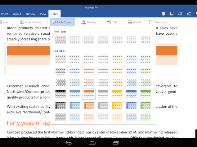 Microsoft Office Preview for Android Tablets Now Available on Google Play