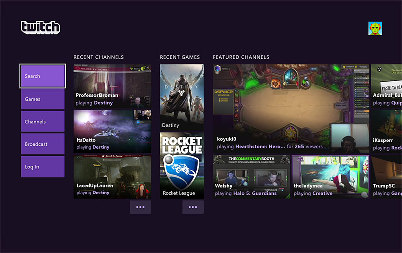 Twitch for Xbox One Now Shows Newly Hosted Channels and Recommendations