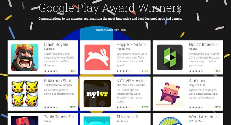 Google Play Award Winners Announced; Clash Royale Wins Best Game