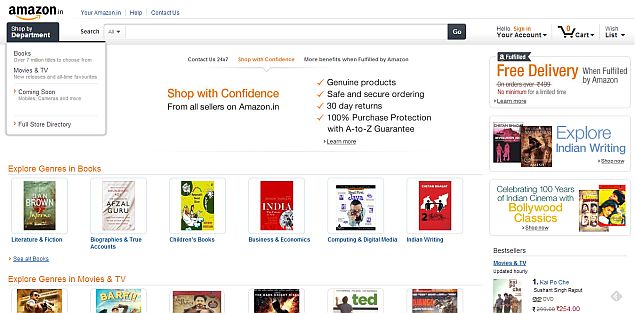 Amazon.in goes live with books, movies and TV shows
