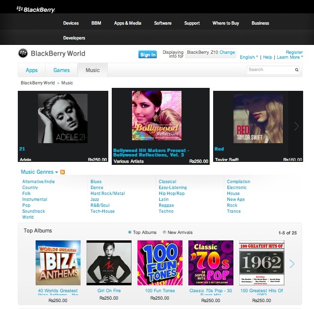 BlackBerry World adds Music content in India; Videos still missing
