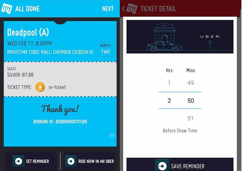 Now, Book an Uber to the Cinema via BookMyShow