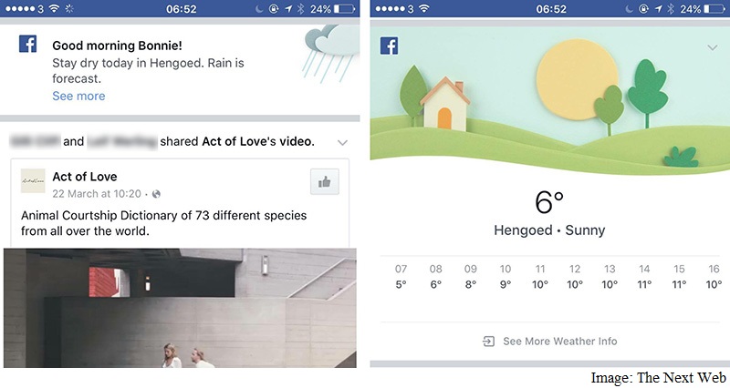 Facebook Testing Weather Updates in Android, iOS Apps