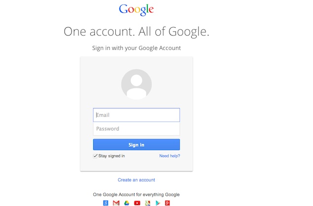 Gmail login page