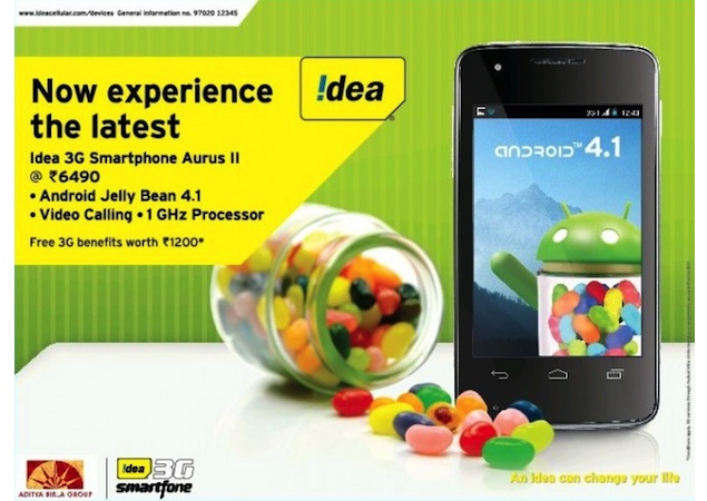 Idea Cellular launches Aurus II dual-SIM smartphone with Jelly Bean for Rs. 6,490