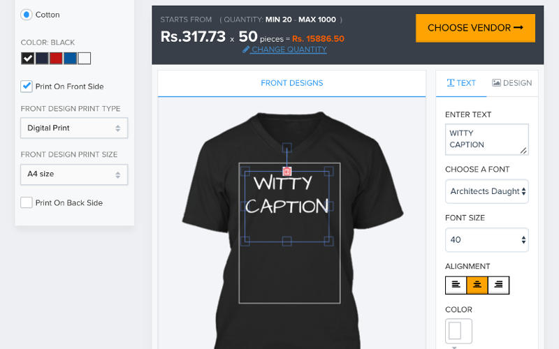 t shirt printing online india