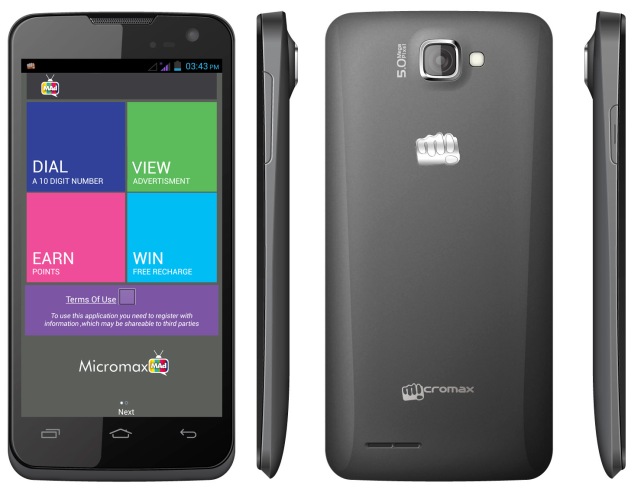Get paid to watch ads with new Micromax MAd A94 smartphone