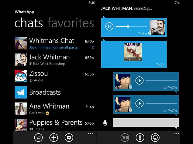 WhatsApp update for Windows Phone 8 devices fixes broadcasting feature