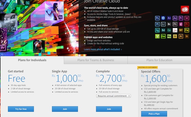 Adobe unveils Creative Cloud for individuals, enterprise; plans start at Rs. 1,000 per month