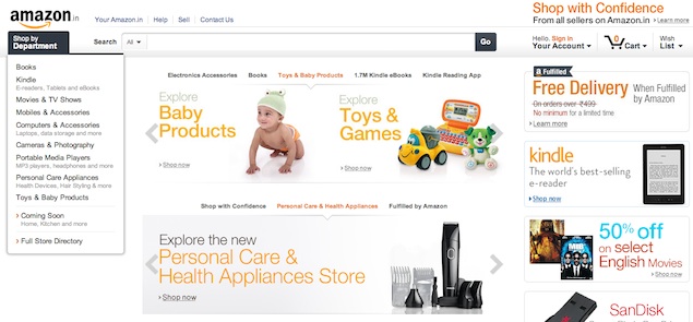 Amazon.in expands product selection with four new categories