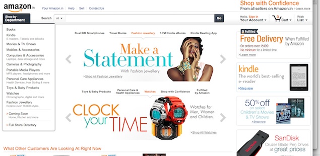 Amazon.in now selling fashion jewellery and watches