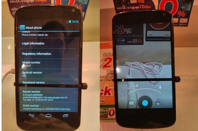 Google Nexus 4 running Android 4.3 spotted in Thailand
