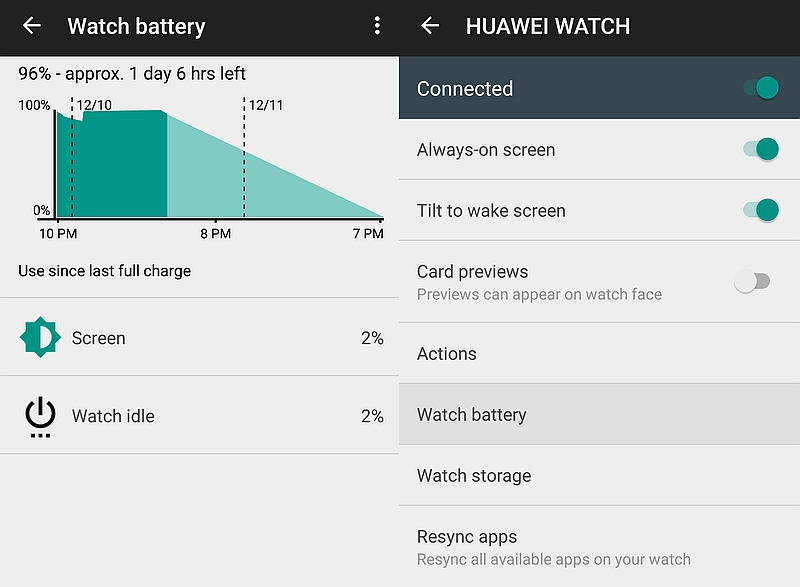 Android Wear App Update Brings Back Battery Stats