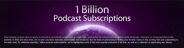 Apple celebrates 1 billion podcast subscriptions with a special iTunes section