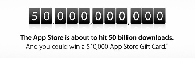 Apple counts down to 50 billion app downloads with $10,000 gift card giveaway