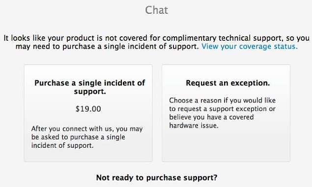 Apple starts paid live chat support on a per-incident basis