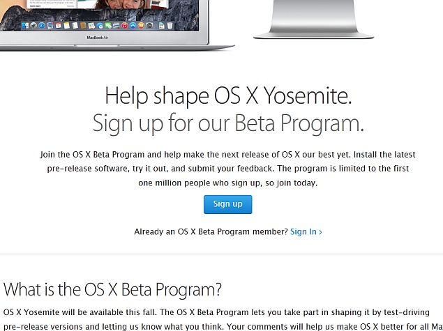 Apple OS X Yosemite Public Beta to Be Available to First 1 Million Users