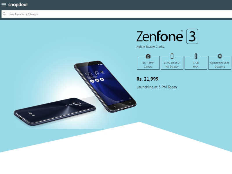 Asus ZenFone 3 Price in India Revealed by Snapdeal
