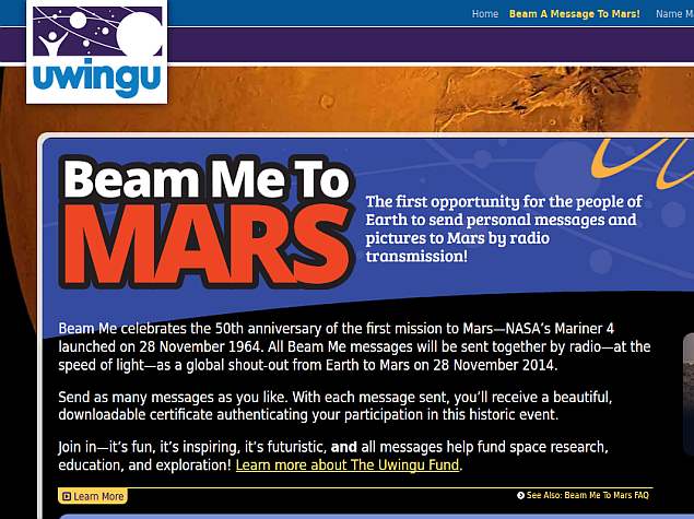 Send Your Messages, Pictures to Red Planet With 'Beam Me to Mars'
