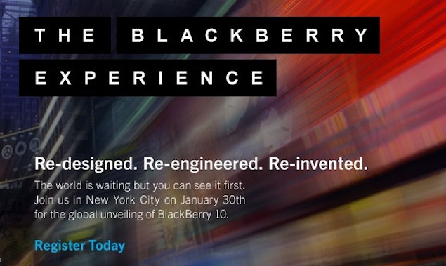 RIM sends invites to New York BlackBerry 10 media event on January 30