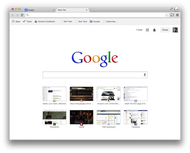 most visited website not showing up google chrome on new tab