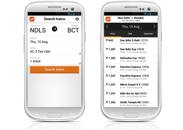Cleartrip Android app now offers train bookings