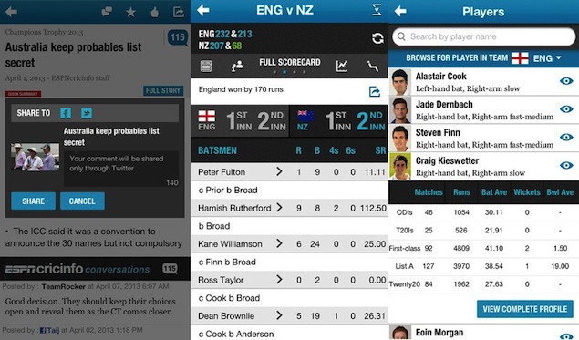 ESPNCricinfo iPhone app revamped in time for ICC Champions Trophy