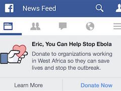 Facebook Launches Ebola Charity Donation Button