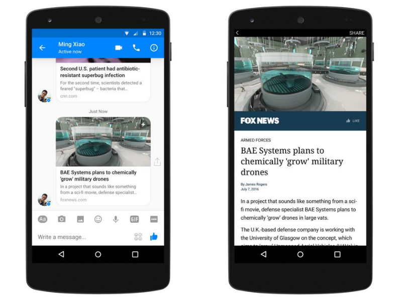 Facebook Messenger Gets Instant Articles Support