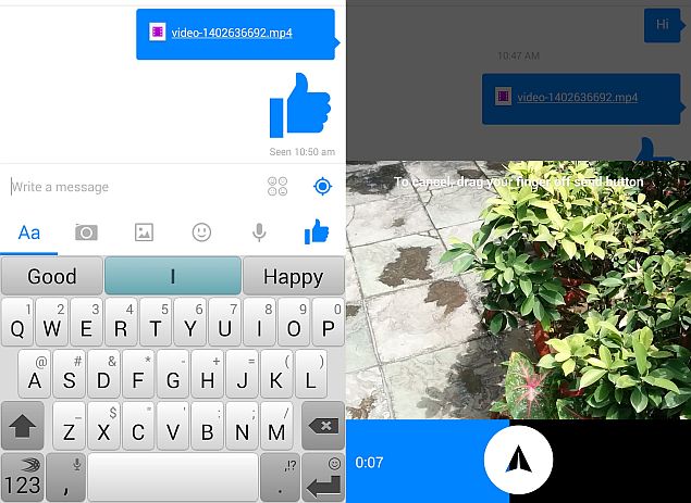 Facebook Messenger App Updated With Instant Video Sending and More