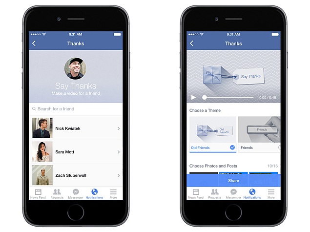 Facebook 'Say Thanks' Tool Lets Users Make Personalised Video Cards