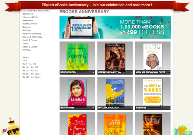 Flipkart eBooks store celebrates first anniversary with discounts