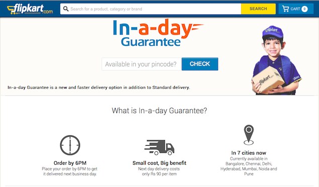 Flipkart follows Amazon, introduces guaranteed one-day shipping in select cities
