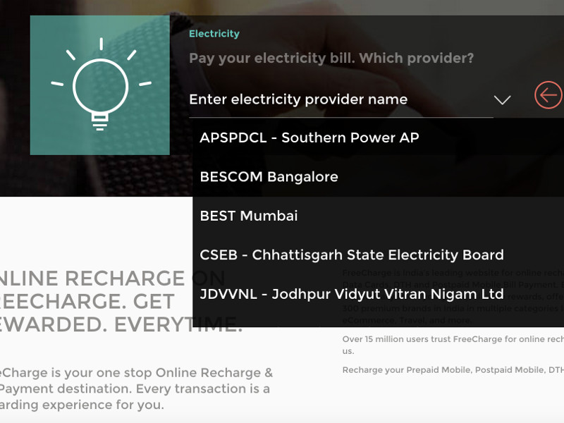 FreeCharge Forays Into Electricity Bill Payments