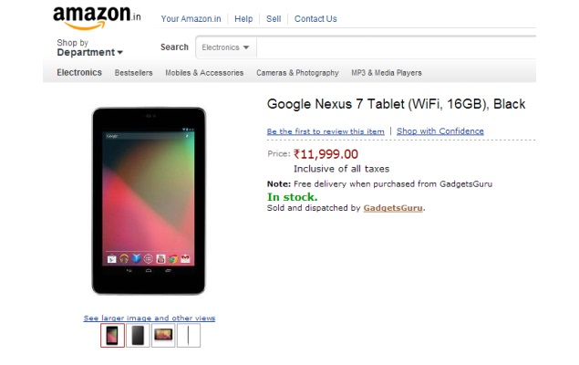 Google Nexus 7 (2012) now available for Rs. 11,999 on Amazon India