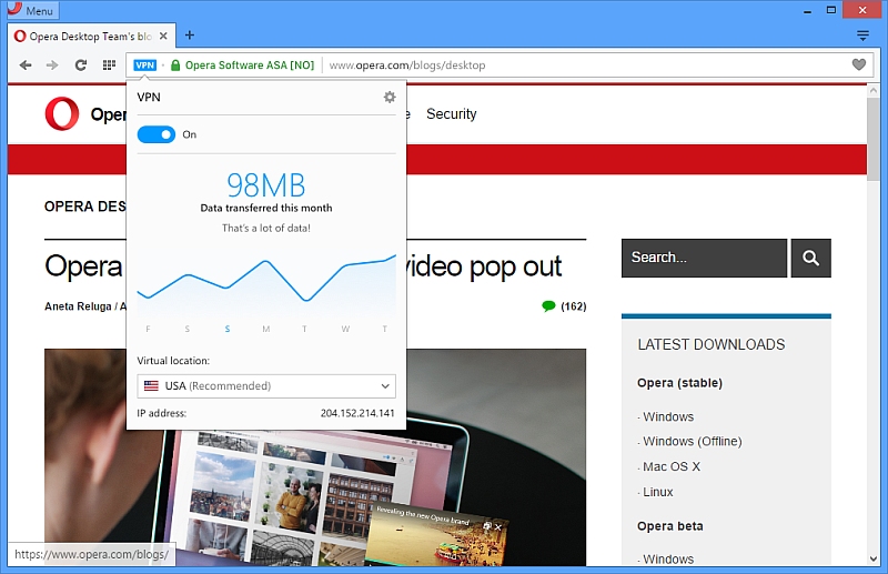 Opera Is Bundling a Free VPN With Its Browser on Windows and Mac