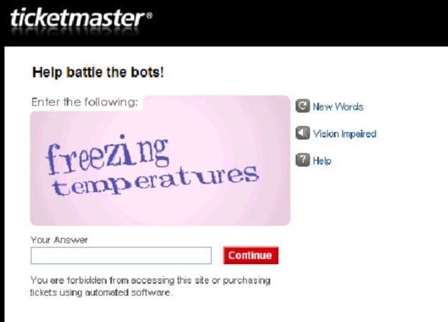 New Ticketmaster website to make online 'CAPTCHA' puzzles easier